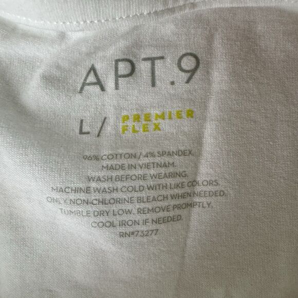 Apt. 9 Premier Flex White Long Sleeve Crewneck Tee Shirt Size Large - Picture 3 of 9